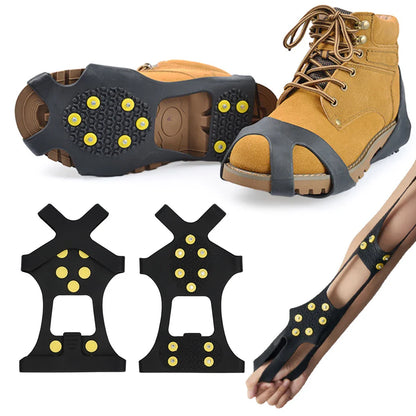 10 Teeth Climbing Crampons Anti-Slip Winter Ice Claws Unisex Mountaineering Cleats Walking Hiking Accessories