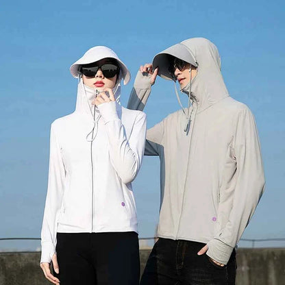  Summer Thin Couple Sports Leisure Sunscreen Clothing Comfortable High Quality Ice Silk Breathable Outdoor UV Protection Coat