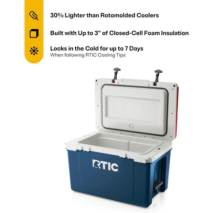 Ultra-Light 52 Quart Hard Cooler – 3" Insulation, 30% Lighter Than Rotomolded, Multi-Use