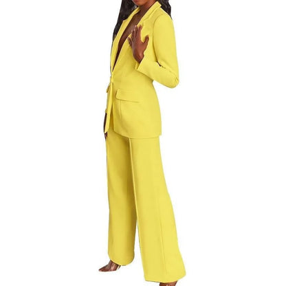 Hot Selling Professional Suit Set Solid Color Healthy Fabric 2024 Spring and Autumn New Women's Fit Suit Two-piece Set