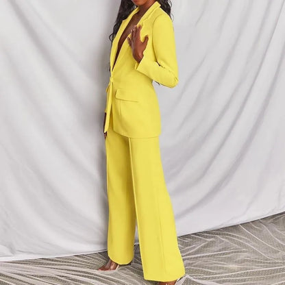 Hot Selling Professional Suit Set Solid Color Healthy Fabric 2024 Spring and Autumn New Women's Fit Suit Two-piece Set