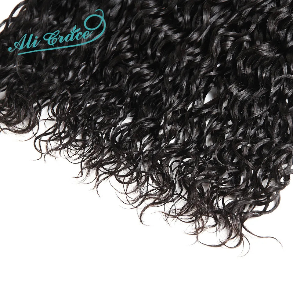 ALI GRACE Hair Brazilian Natural Wave Hair Bundles 3 Pieces 100% Human Hair Weaving 12-28inch Remy Hair Extensions Water Wave