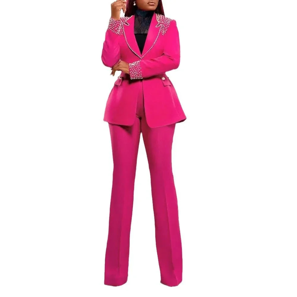 Customized 2 Piece Women Sets Plus Size Dashiki African New Arrival Matching Two Pieces Sets Blazer Coat Top Pants Suits Outfits