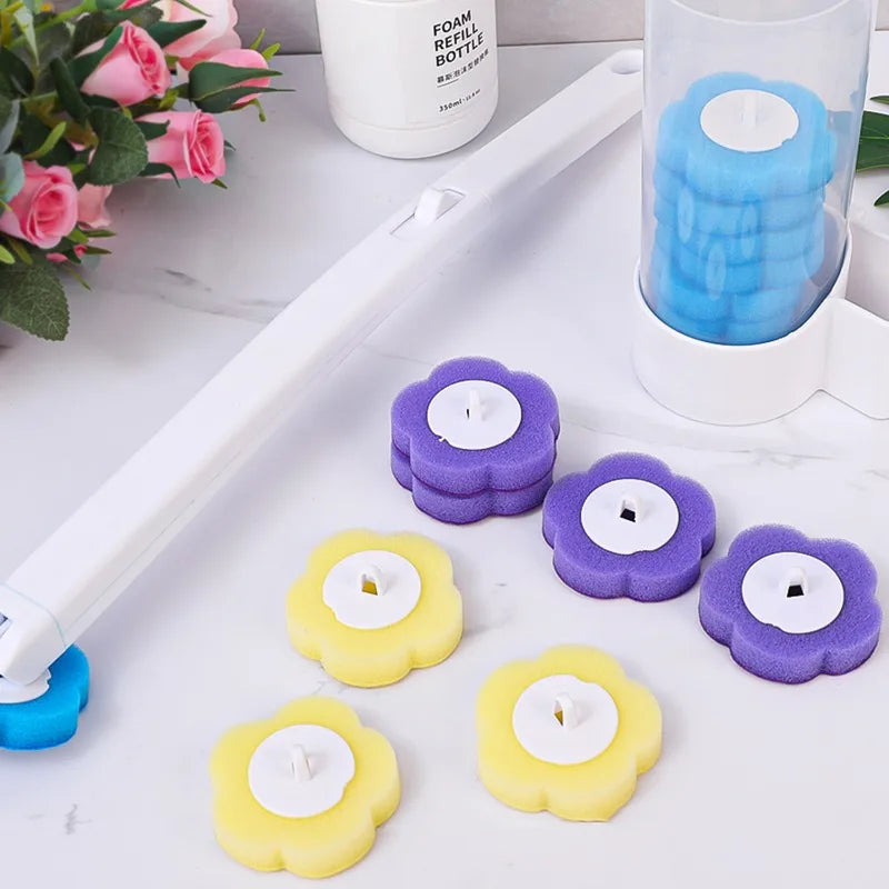 6-60PCS Toilet Disposable Replacement Head Foam Cleaning Sponges Heads Toilet Brush Refills No Dead Angle Bathroom Brush Heads