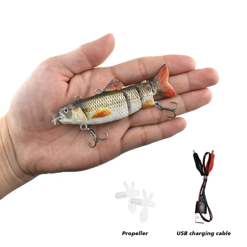 USB Rechargeable Robotic Electric Swimbait – 3.5in, Auto Swimming, Multi-Jointed, Saltwater & Freshwater