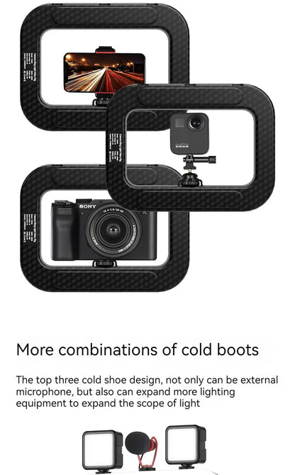 BSLIUFANG Handheld Ring LED Rechargeable Fill light Portable Mobile Phone Live Broadcast Photography Rabbit Cage Selfie Light