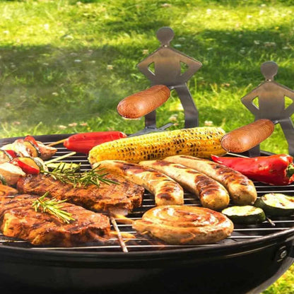 Stainless Steel BBQ Sausage Holder Novelty Party Camping Gifts Funny Sausage Roaster Reusable Hot Dog Grill for Outdoor Camping