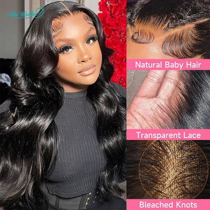 Ali Grace Hair Bleached Knots Body Wave 13x4 Lace Front Human Hair Wigs For Women Pre Plucked Hairline Body Wave Full Lace Wigs