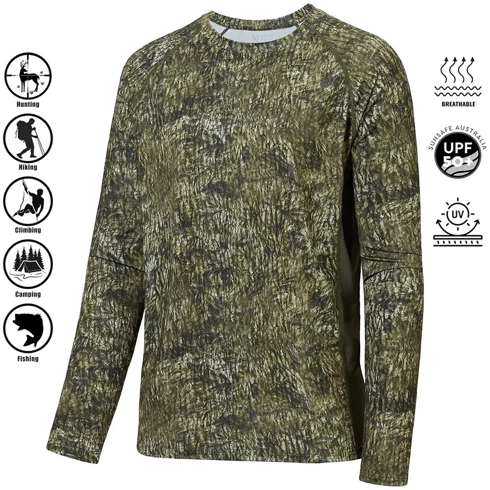 Men's Camouflage Long Sleeve Fishing Shirt – Casual Outdoor Sportswear
