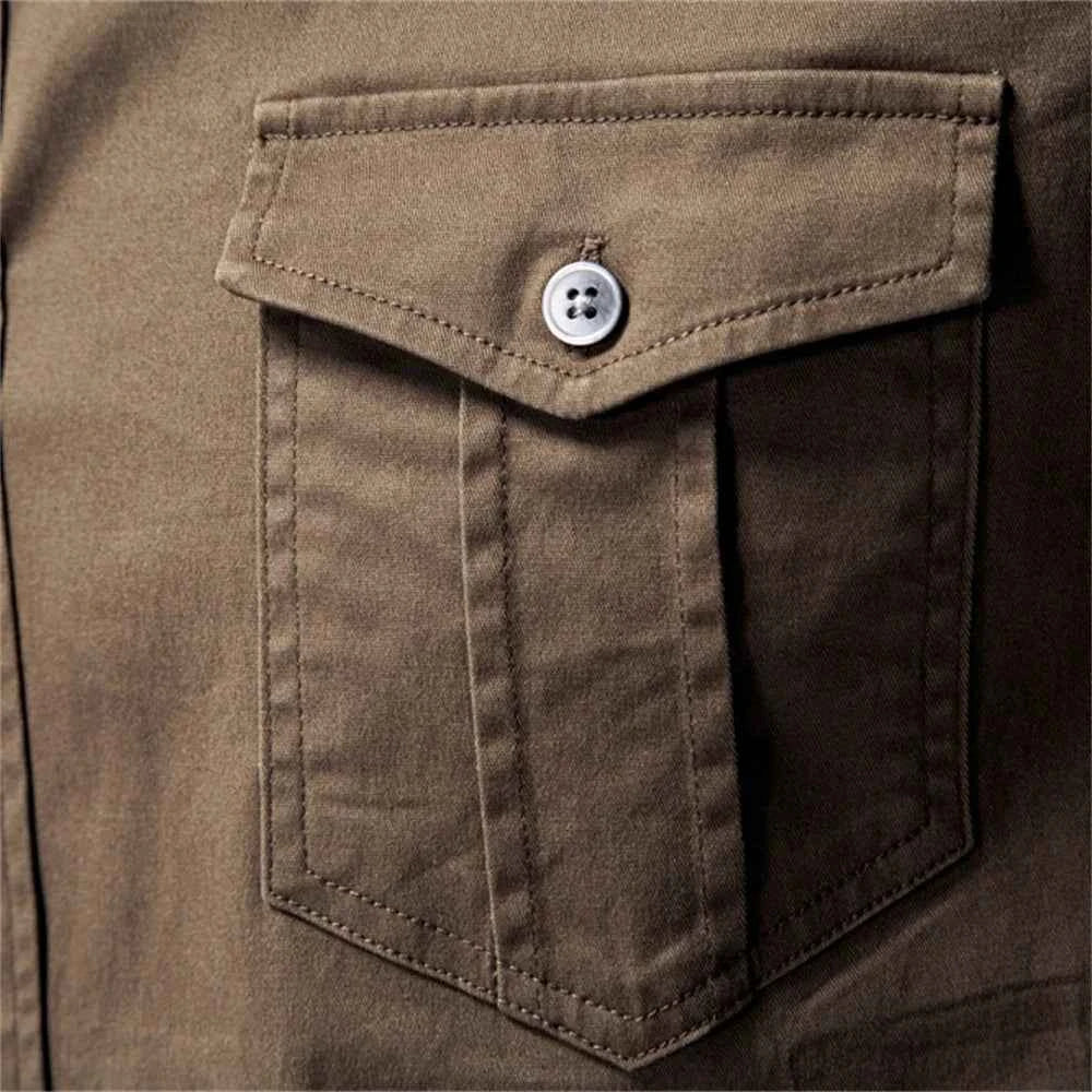 AIOPESON 2025 Business Cotton Pocket Shirt Men Long Sleeve Quality Casual Shirts for Men Casual Slim Fit Solid Color Men Shirts