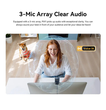 4K Webcam PTZ Web Camera EMEET PIXY Dual-Camera AI Tracking Video Camera for Streaming With SonySensor Gesture Control Autofocus