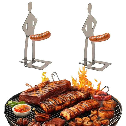 Stainless Steel BBQ Sausage Holder Novelty Party Camping Gifts Funny Sausage Roaster Reusable Hot Dog Grill for Outdoor Camping