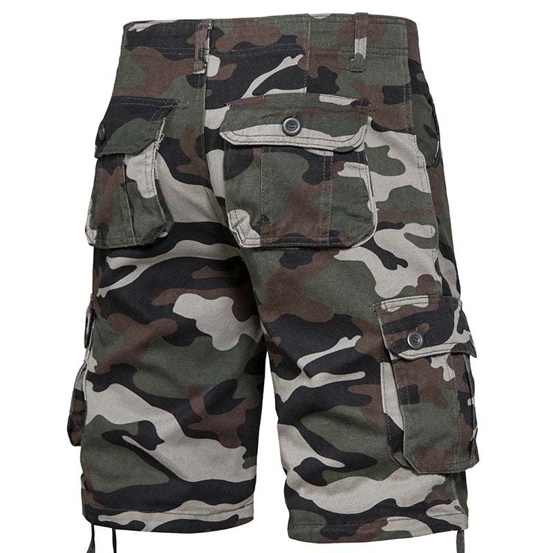 Men's Camo Cargo Shorts – Breathable Cotton Outdoor Sports Half Pants with Side Pockets