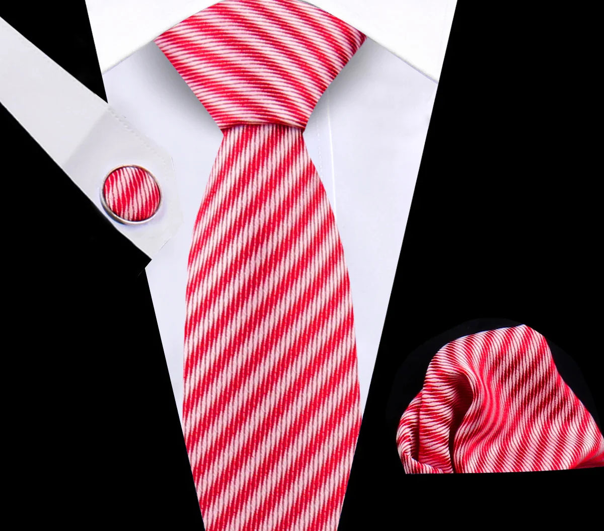 Luxury Plaid Tie For Mens Necktie Handkerchief Pocket Square Cufflinks Set Jacquard Woven Ties Wedding Business Accessories