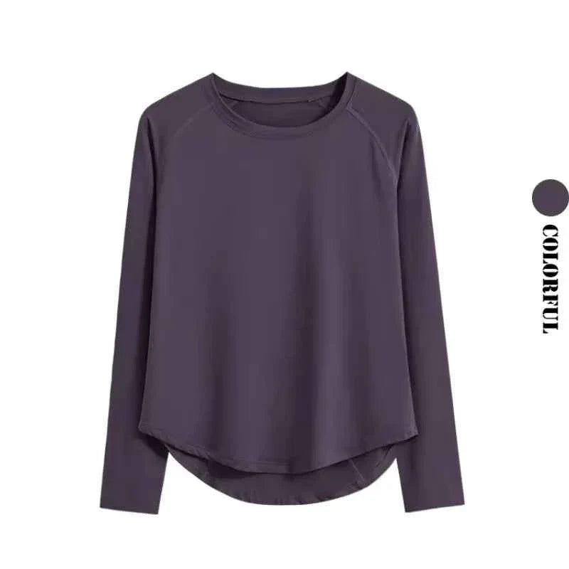 DRUR Long Sleeve Gym Top Women Breathable Quick Dry Workout T-shirt Loose Fit Running Tee Yoga Clothing Sportswear Activewear New