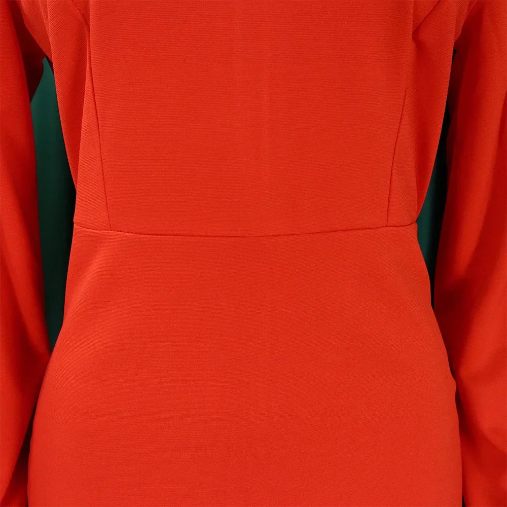 Elegant Office Dresses for Woman 2024 New O Neck Petal Sleeve Sheath Package Hips Mid Calf Formal Business Work Wear Dress Midi