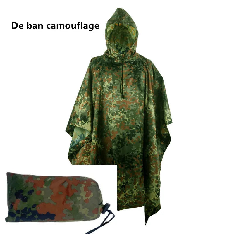 Camouflage Waterproof Raincoat Poncho – Multifunctional Hunting & Camping Rain Cover