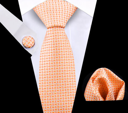 Luxury Plaid Tie For Mens Necktie Handkerchief Pocket Square Cufflinks Set Jacquard Woven Ties Wedding Business Accessories
