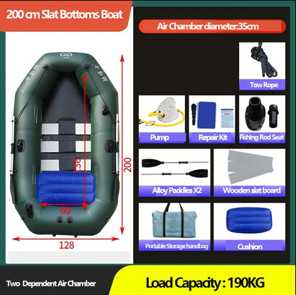 Inflatable Fishing Kayak with Air Deck & Clip Net – PVC, 1.75–3.6m