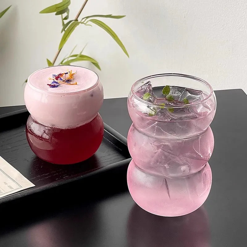 350/550ml Transparent Glass Cup Cold Coffee Cup With Straw Dessert Juice Milk Drinkware Mug Party Cocktail Glasses Teacup