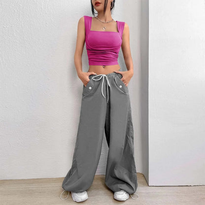 Korean Fashion Tank Crop Tops Women's Slim Fit Short Sexy Blouse Solid Square Neck Push Up Camisole Streetwear Y2k Tops футболка