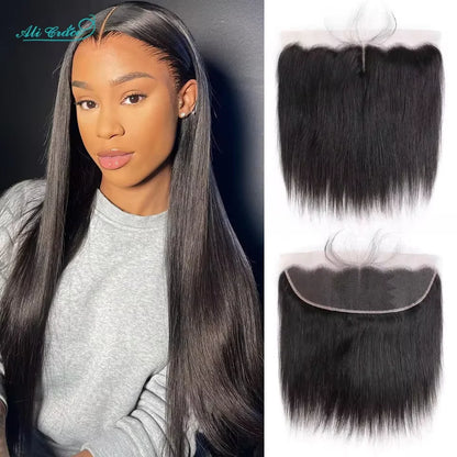 ALI GRACE Hair HD Lace Frontal 13X4 Brazilian Straight Hair Ear To Ear Frontal 100% Remy Human Hair Middle/Free Part Lace Front