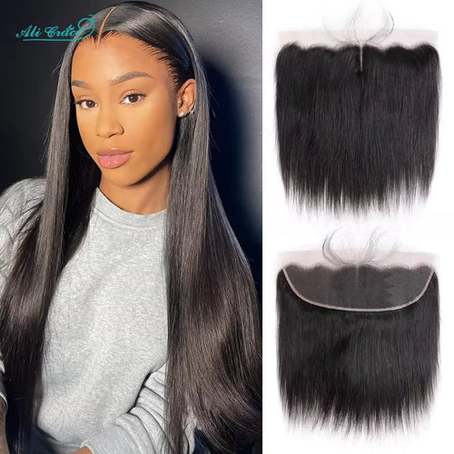 ALI GRACE Hair HD Lace Frontal 13X4 Brazilian Straight Hair Ear To Ear Frontal 100% Remy Human Hair Middle/Free Part Lace Front