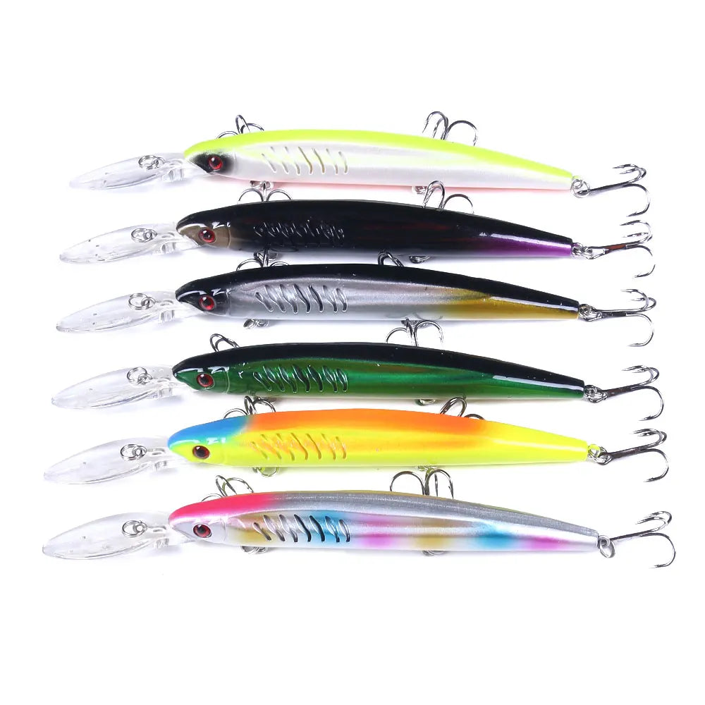 Minnow Wobbler Fishing Lure – 14.5cm, 13g, 1.8-2.7m Depth, Bass Carp Pike, 6 Colors + 6-Pack