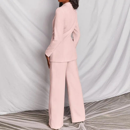 Hot Selling Professional Suit Set Solid Color Healthy Fabric 2024 Spring and Autumn New Women's Fit Suit Two-piece Set