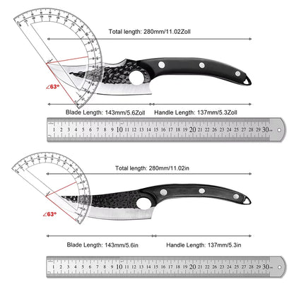 Hand Forged Stainless Steel Chef Knife – 4CR14 Steel, Rosewood Handle, PU Leather Sheath
