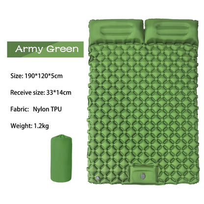 Ultralight Inflatable Camping Mattress with Pillows Built-in Pump Portable Air Sleeping Pad for Outdoor Hiking Travel Tent