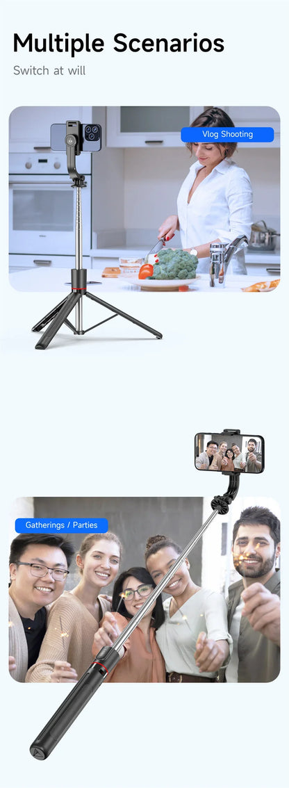 BSLIUFANG new 1.7M Wireless Selfie Stick for Smartphone with Bluetooth Remote, Portables Foldable Stand for Vlog Shooting Record
