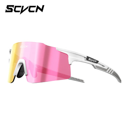 SCVCN Photochromic Cycling Glasses Sunglasses Outdoor Cycling Road Mountain Bike Glasses Men and Women Casual Hiking Windproof