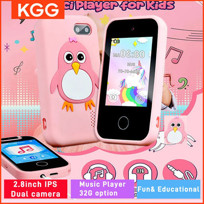 32GB Kids Smart Phone 2.8'' IPS Mini Toy Phone Music Player  28 Games Alarm Clock Flashlight Dual Camera Educational Funny Toys