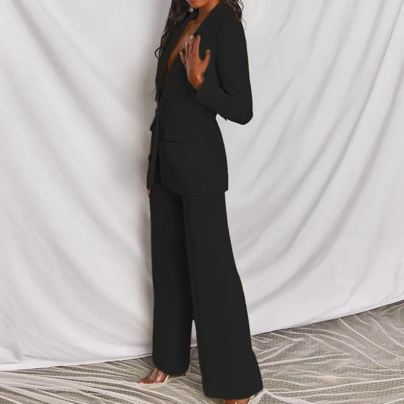 Hot Selling Professional Suit Set Solid Color Healthy Fabric 2024 Spring and Autumn New Women's Fit Suit Two-piece Set