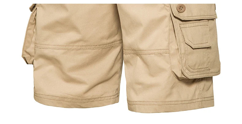 Men's Multi-Pocket Cotton Cargo Shorts – Loose Fit Outdoor & Beach Shorts