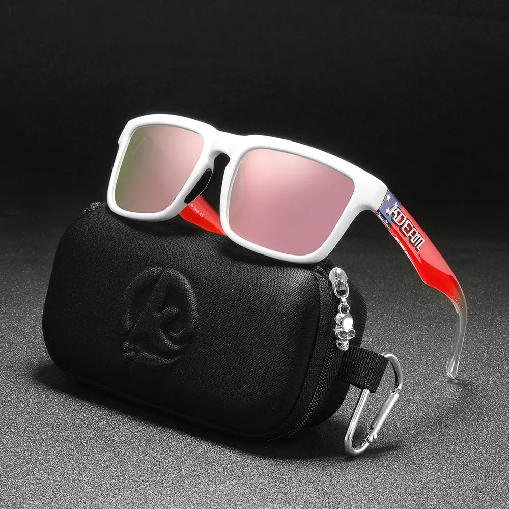 KDEAM Classic Square Sunglasses Men Women Category 3 Polarized Sun Glasses Unique Frame Surface Eyewear With Case Box KD332