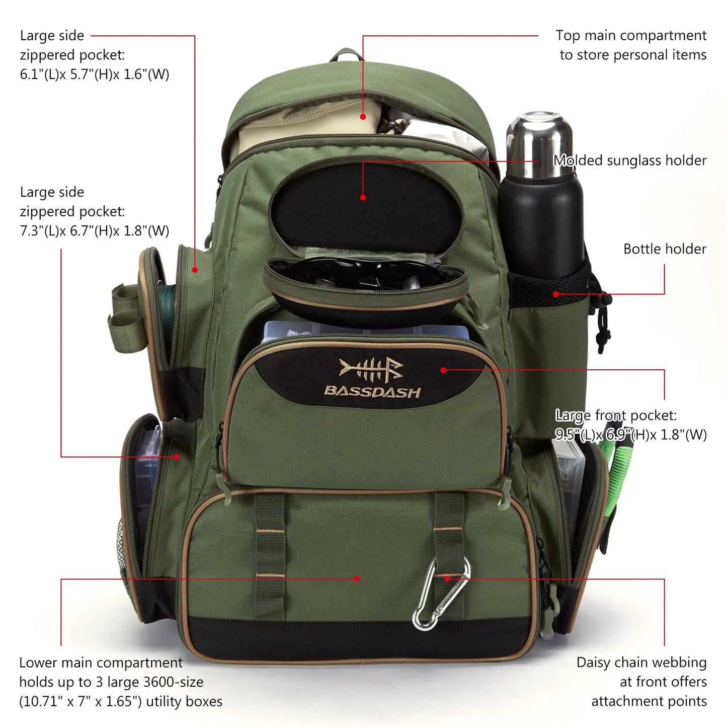 Lightweight Tactical Fishing Tackle Backpack – 600D Polyester, Multifunctional, 2 Colors