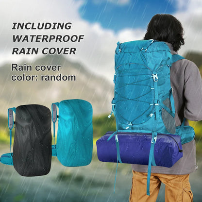 WESTTUNE 50L Hiking Backpack with Rain Cover Multifunctional Mountaineering Bag