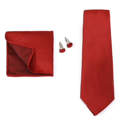 Necktie Fashion Brand Handmade Solid Necktie Handkerchief Cufflinks Set For Men Ties Suit Shirts Wedding Accessories Man Gifts
