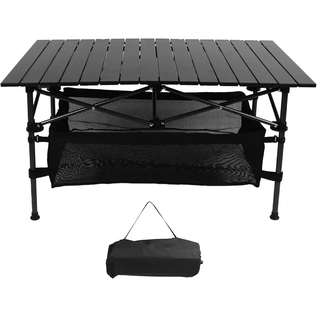 Lightweight Aluminum Folding Roll-Up Camping Table with Easy Carrying Bag for Indoor & Outdoor