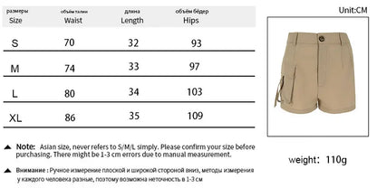 Women Sexy Bodycon Cargo Shorts Summer New Streetwear Fashion Button Pockets Zipper Pants Casual Slim Female Versatile Clothing