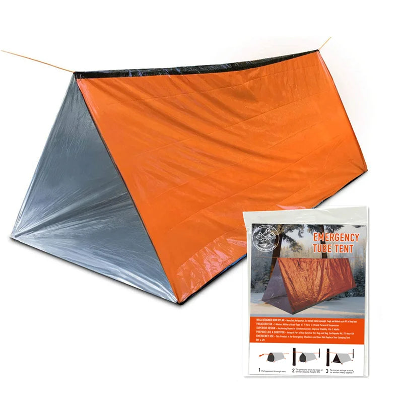 Emergency Tube Tent – Waterproof 2-Person Shelter, Reflects 90% Body Heat, 3 Colors