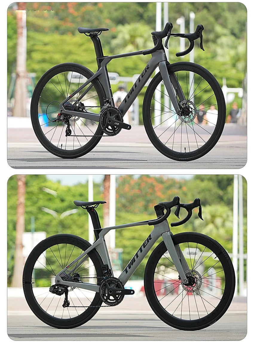 Cheap Mechanical Shifting Carbon Road Disc Bike 700*28C RS-24S Hydraulic Brake Racing Bicycle With Carbon 3K Handlebar For Sale