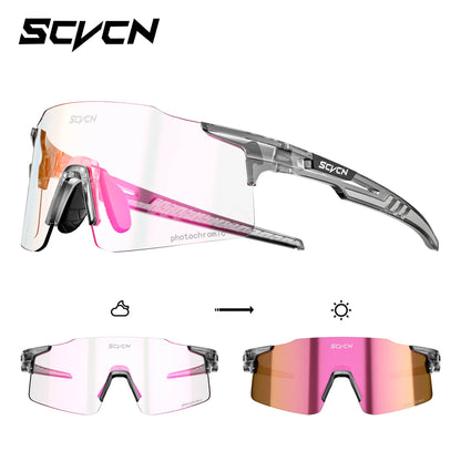 SCVCN Photochromic Cycling Glasses Sunglasses Outdoor Cycling Road Mountain Bike Glasses Men and Women Casual Hiking Windproof