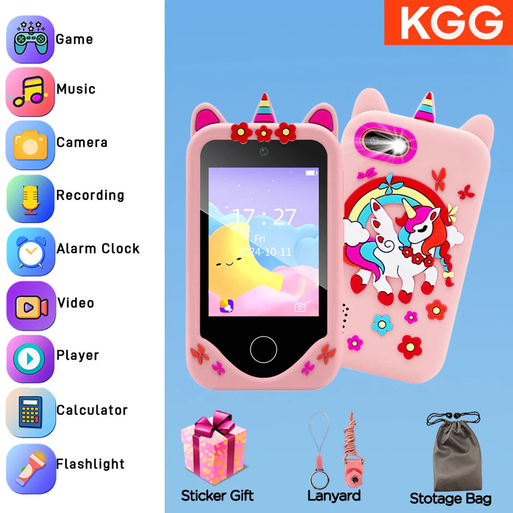 32GB Kids Smart Phone 2.8'' IPS Mini Toy Phone Music Player  28 Games Alarm Clock Flashlight Dual Camera Educational Funny Toys