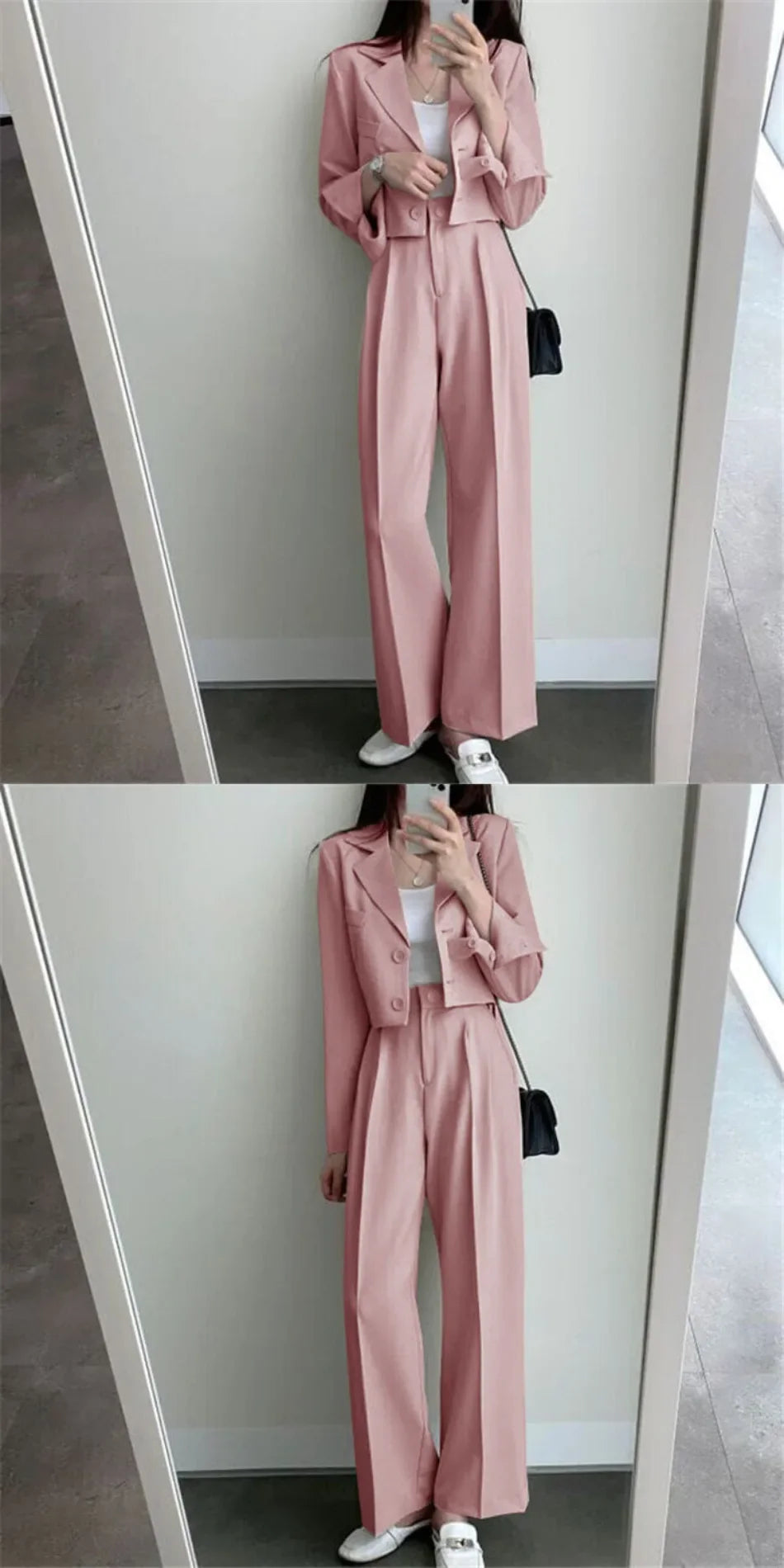 Suit Coat 2 Piece Set Women Blazer Jacket Straight Pants Ensemble Single Breasted Turn Down Collar Trousers Office Lady Outfits