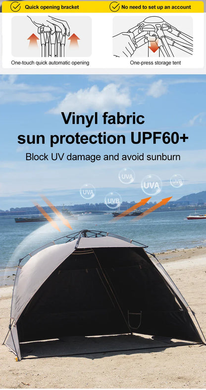 Sonuto Outdoor 3-4P One-Touch Camping Tent Quick Automatic Opening Beach Fishing Tent