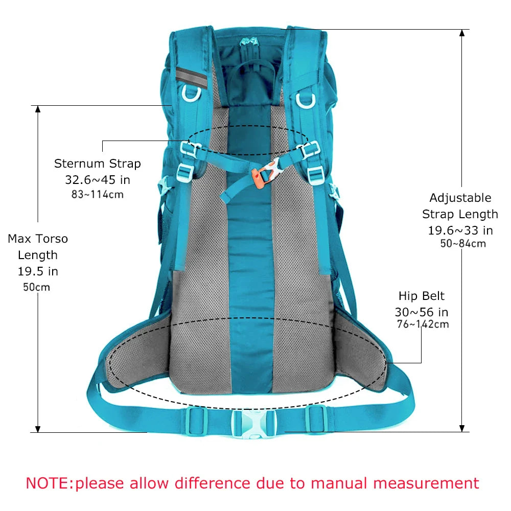 WESTTUNE 50L Hiking Backpack with Rain Cover Multifunctional Mountaineering Bag