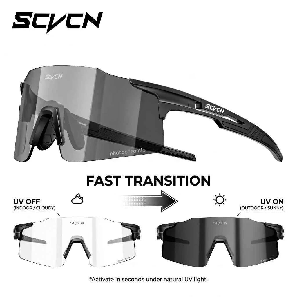 SCVCN Photochromic Cycling Glasses Sunglasses Outdoor Cycling Road Mountain Bike Glasses Men and Women Casual Hiking Windproof